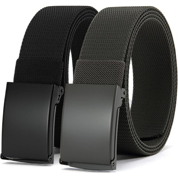 Women\'s 2 Canvas Black And Dark Grey Adjustable Web Belt Top Military Buckle main image 5